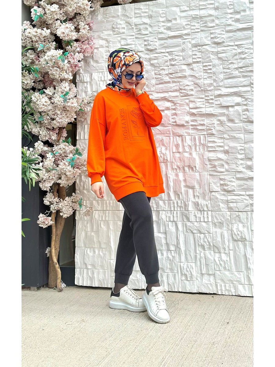 İkoll Gül Ve Yazı Gofre Sweatshirt