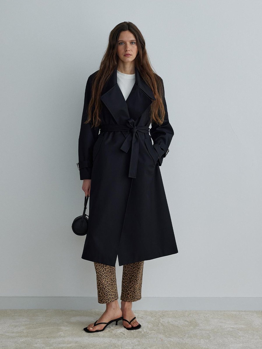 Suud Collection Siyah Rowe Gabardin Trençkot