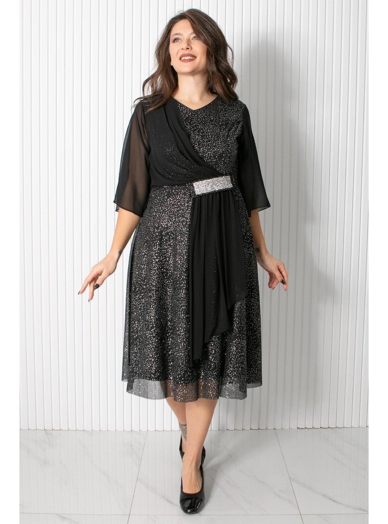 MFA Moda Siyah Payetli Abiye Elbise
