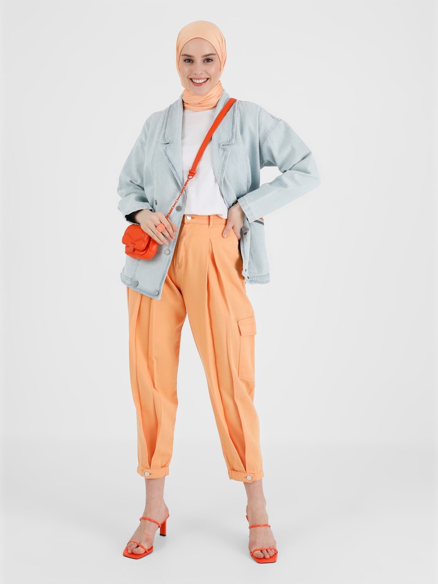 Refka Pile Detaylı Jogger Pantolon Orange