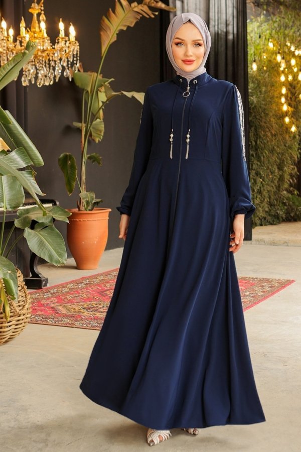 Moda Selvim Lacivert Pul Detaylı Mevlana Ferace Moda Selvim Lacivert Pul Detaylı Mevlana Ferace