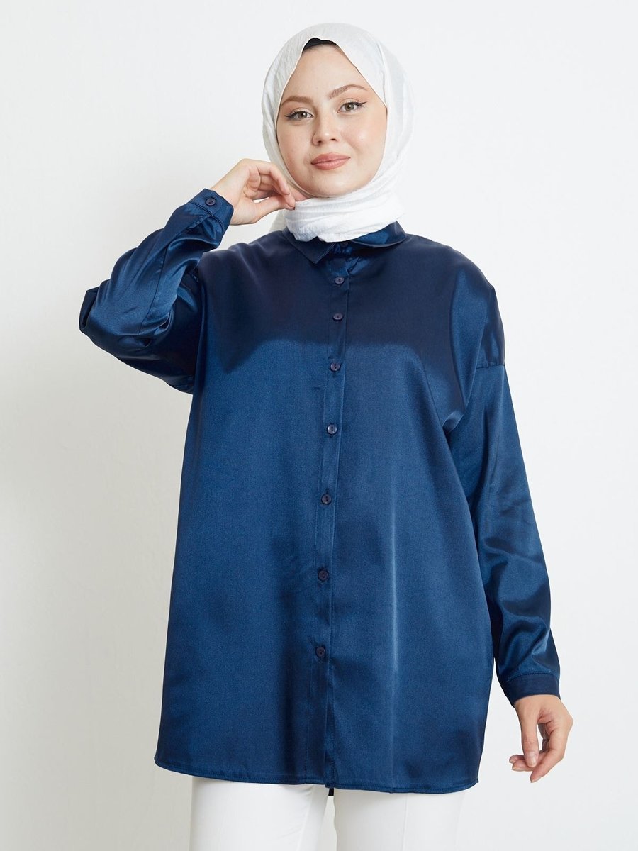 Foremia Saten Tunik Lacivert