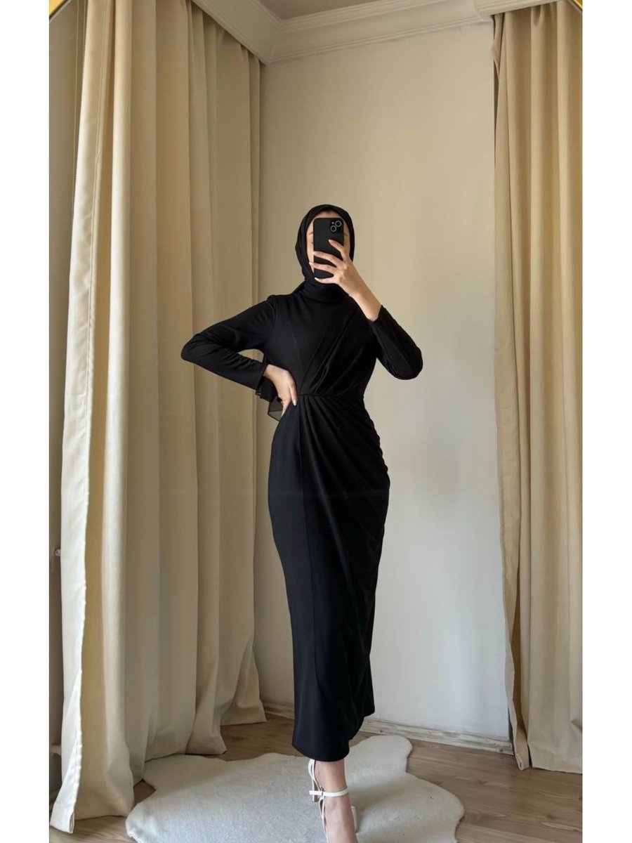 Bestshopping Çapraz Büzgülü Elbise Siyah