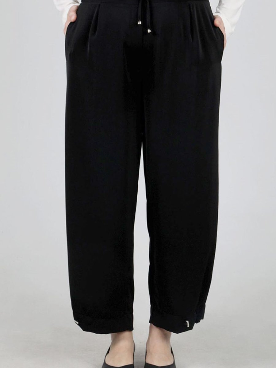 Moda Rosa Siyah Büyük Beden Paçası Lastikli Pantolon