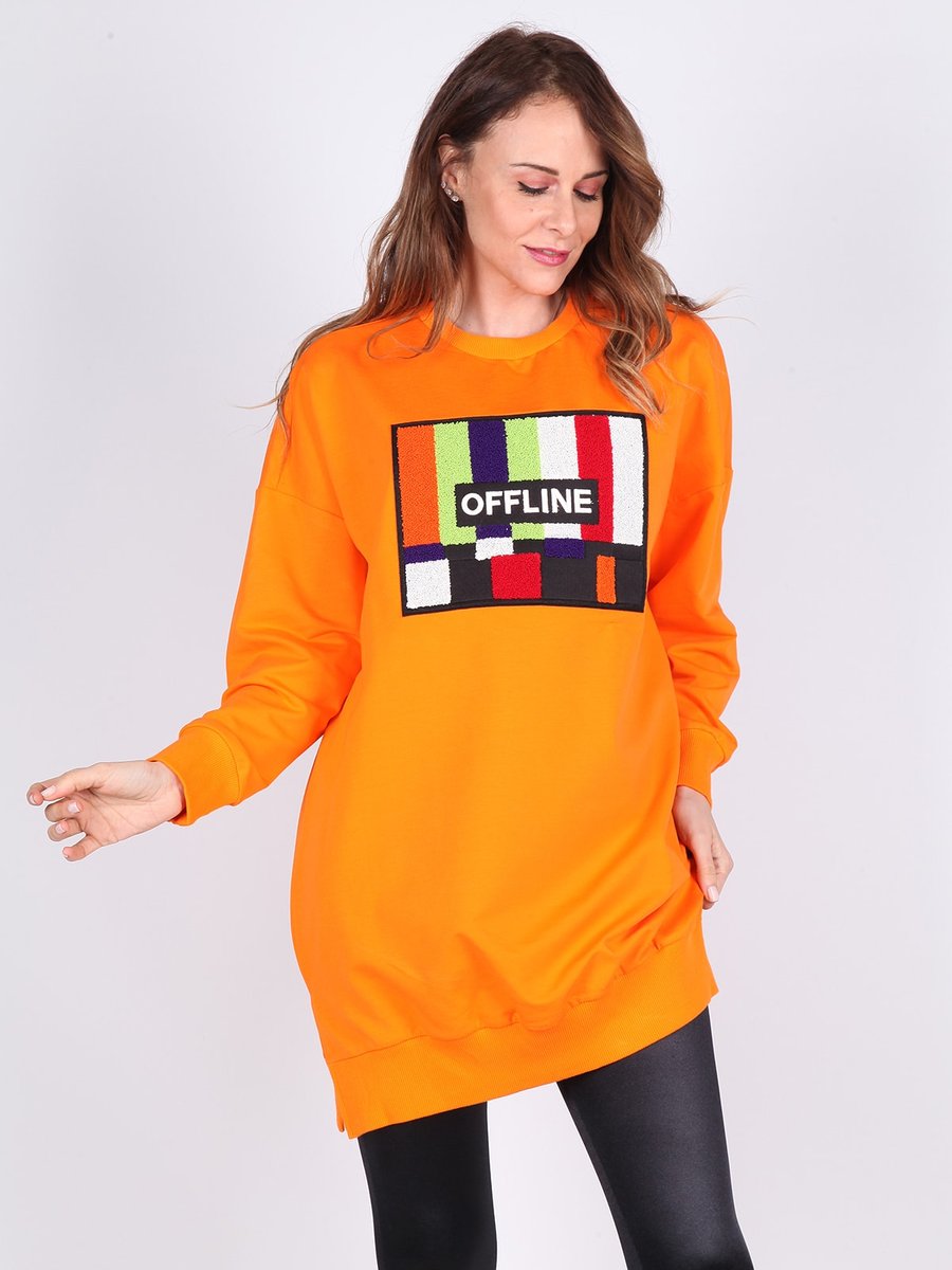 Nisanca Renkli Uzun Sweatshirt Tunik