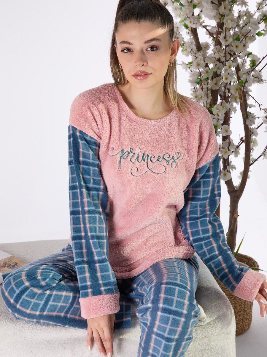 Tofisa Pembe Peluş Pijama Takımı