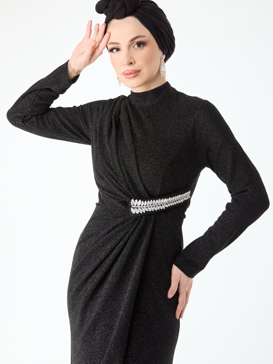 Tofisa Siyah Abiye Elbise