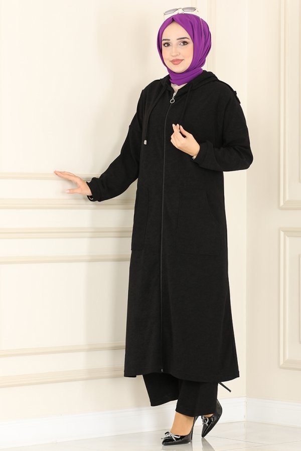 Moda Selvim Siyah Cep Detaylı Kışlık Takım
