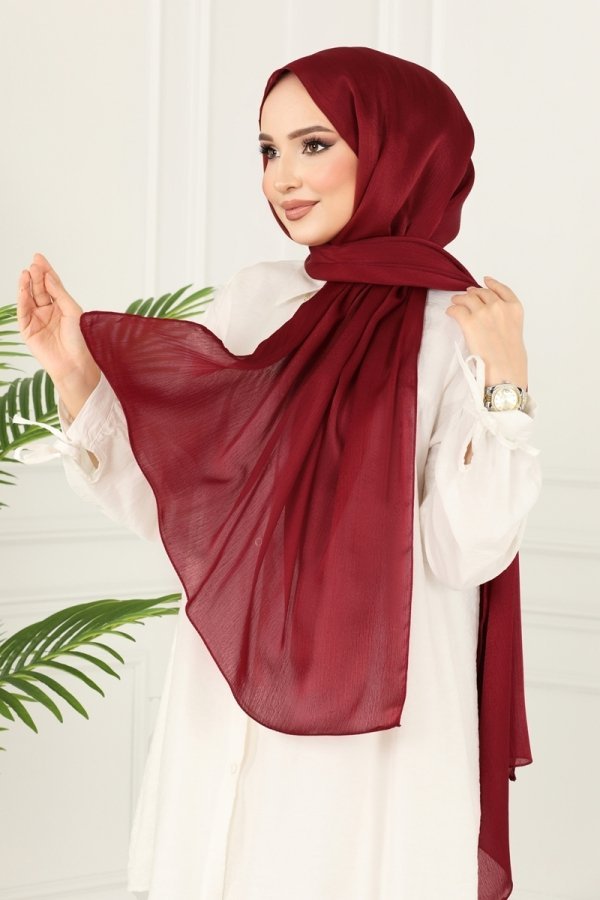 Moda Selvim Bordo Janjan Abiye Elbise Şal Serisi