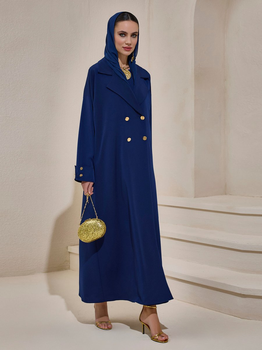 AL SHEIKHA Lacivert Crepe Trench Abaya