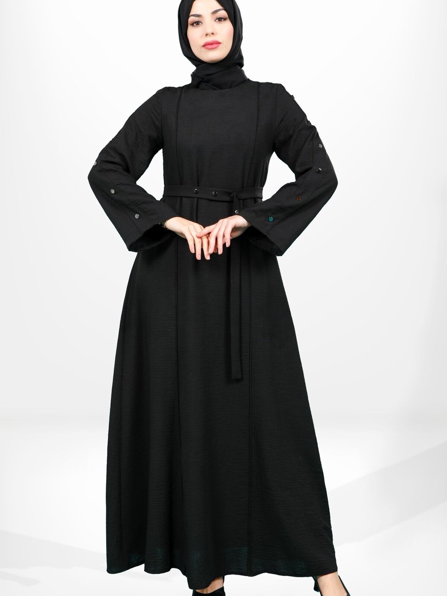 Beyza Siyah Çıtçıtlı Elbise