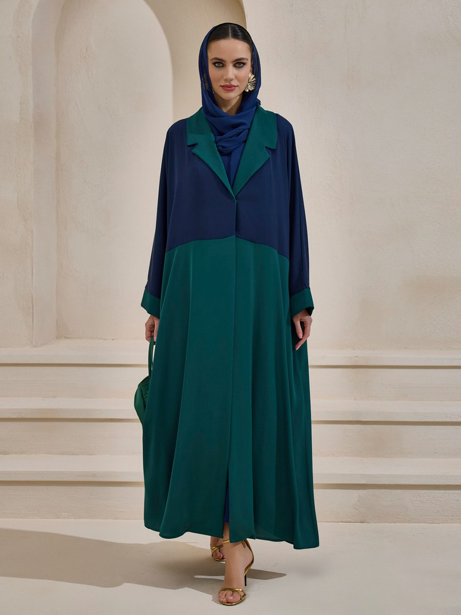 AL SHEIKHA Two Color Abaya Set Lacivert Yeşil