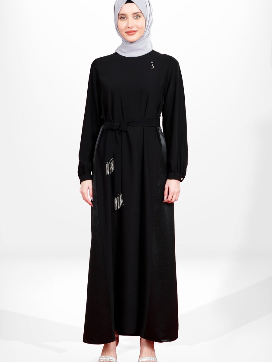 Beyza Siyah Kuşaklı Elbise