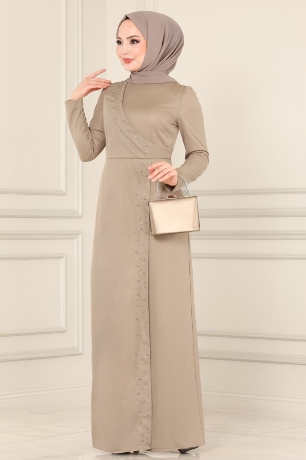 Moda Selvim Vizyon İnci İşlemeli Elbise