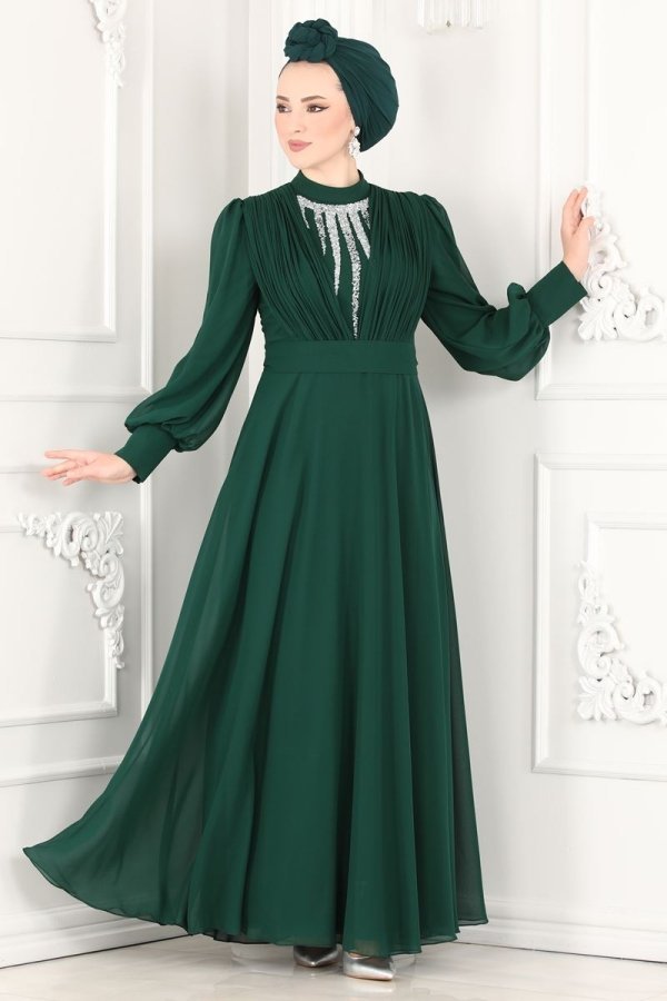 Moda Selvim Zümrüt Neva Şifon Abiye Elbise Moda Selvim Zümrüt Neva Şifon Abiye Elbise