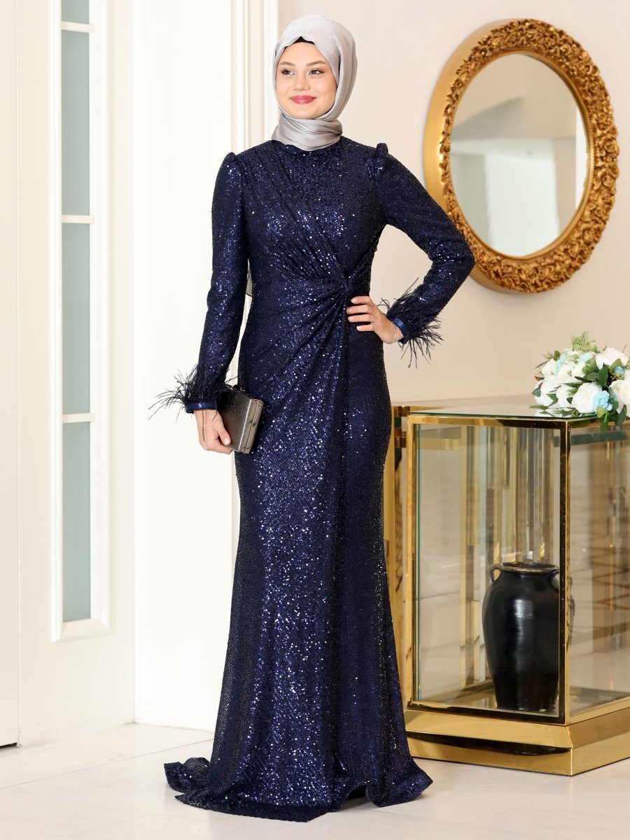 Azra Design Lacivert Hüma Abiye Elbise