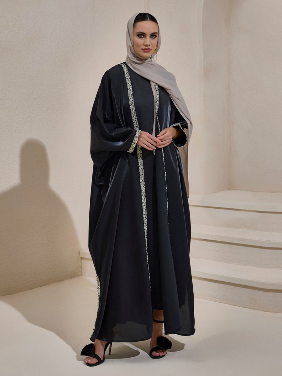 AL SHEIKHA Siyah Loren Abaya Set