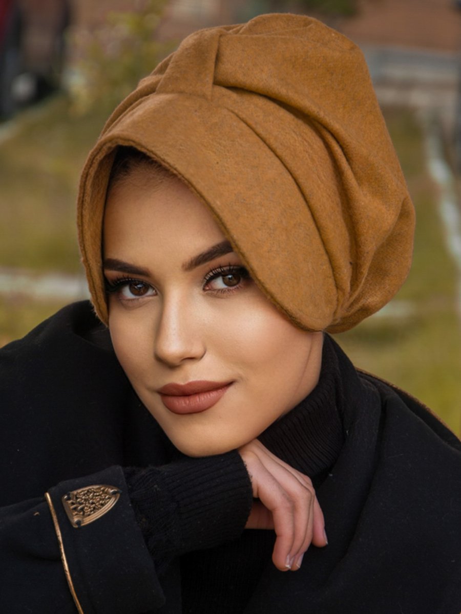 AİŞE TESETTÜR Hardal Kaşe Şapka