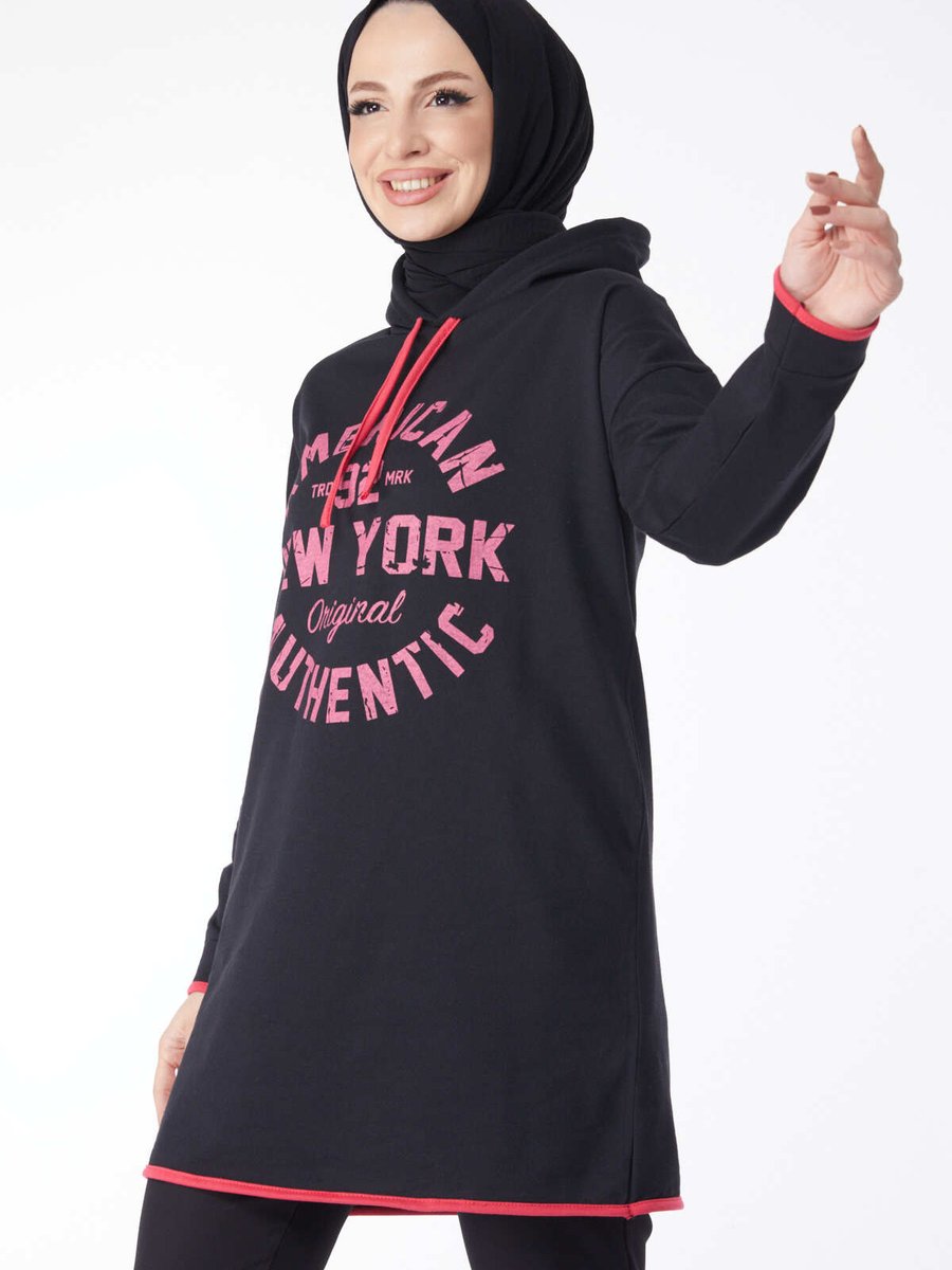 Tofisa Sıyah Önü Baskılı Sweatshirt