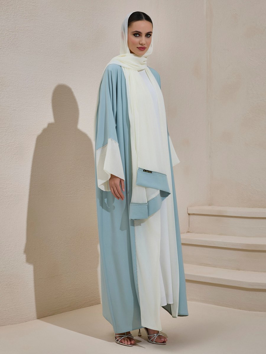 AL SHEIKHA Mint Yeşili Pearl Sahra Abaya Set