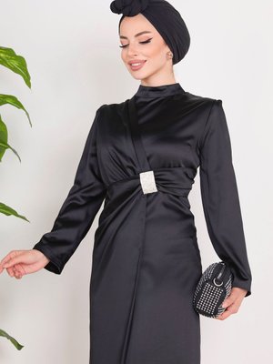 Tofisa Sıyah Abiye Elbise