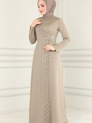 Moda Selvim Vizyon & Siyah İnci İşlemeli Elbise