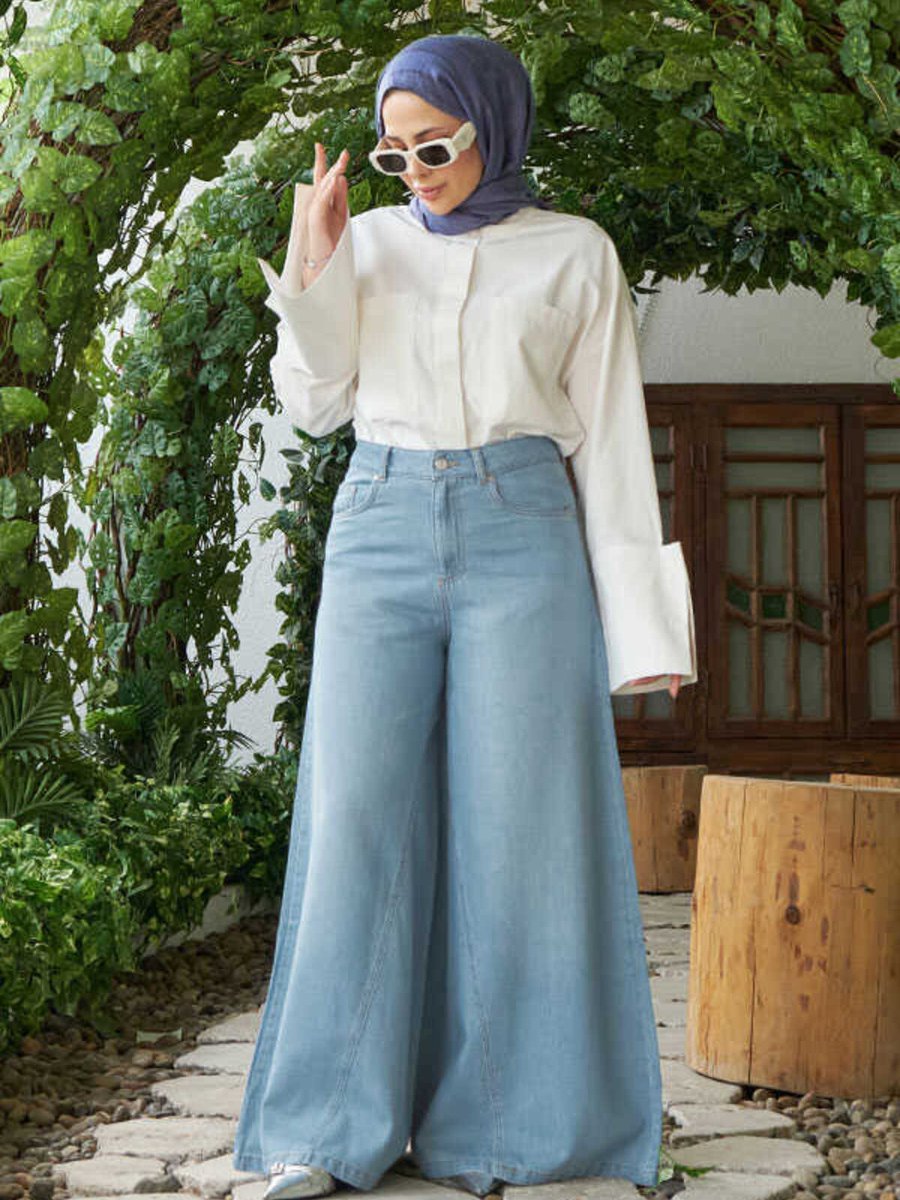 Neways Denim Pantolon Etek Açık Mavi