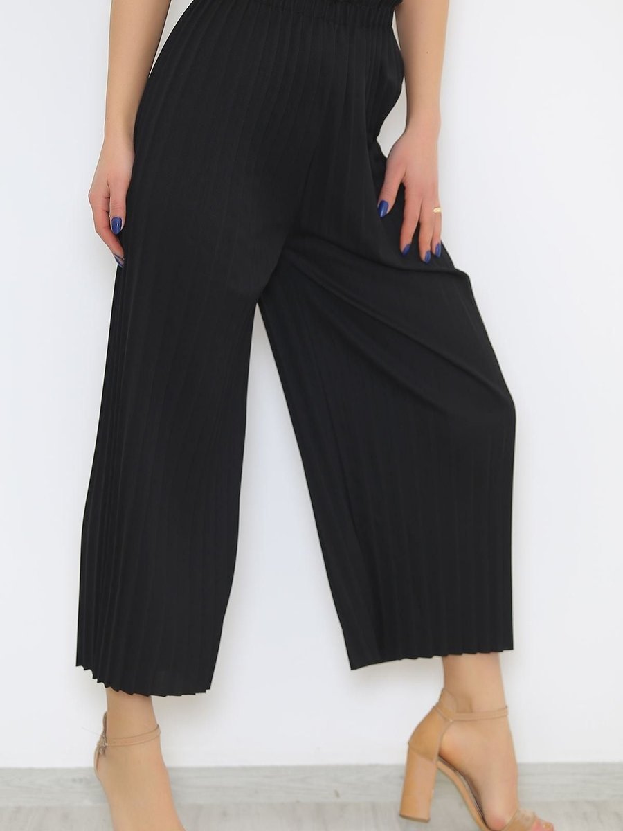 Mb-moda Bizimle Siyah Pliseli Bol Pantolon