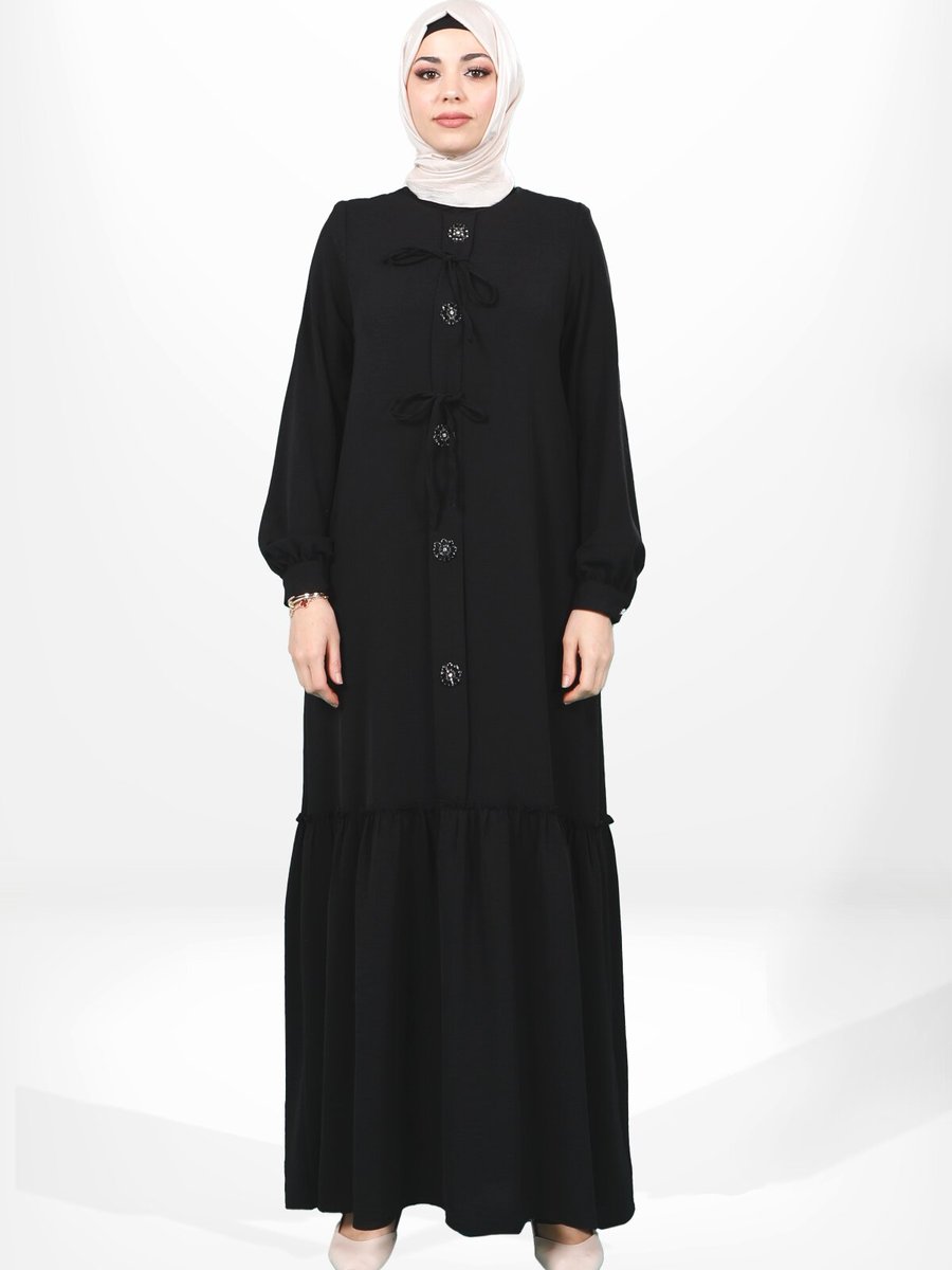 Beyza Siyah Çiçek Elbise