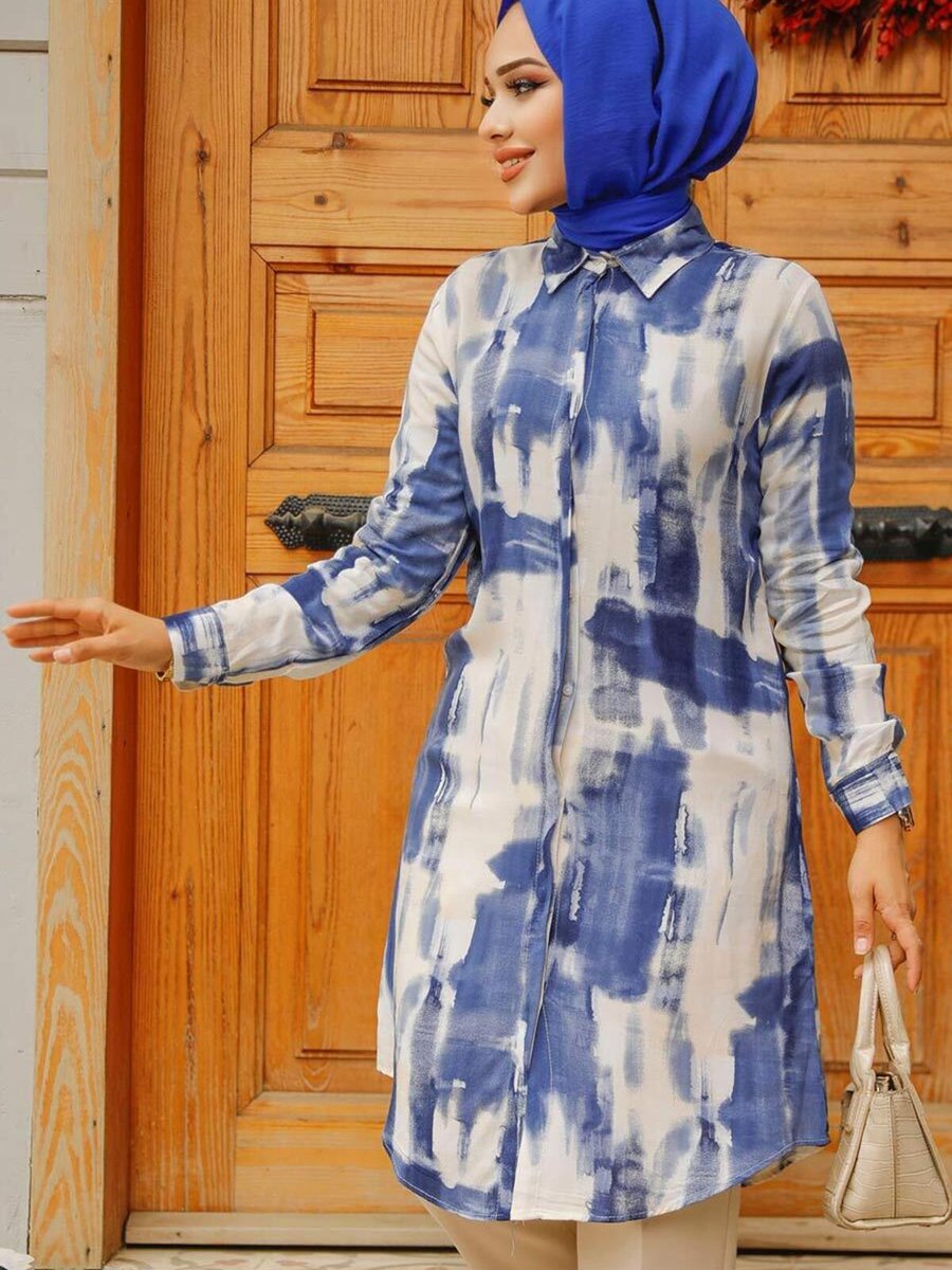 Neva Style Desenli Lacivert Tunik