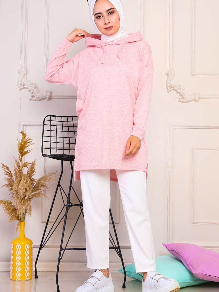 Defne Bahar Kapüşonlu Sweat Pembe