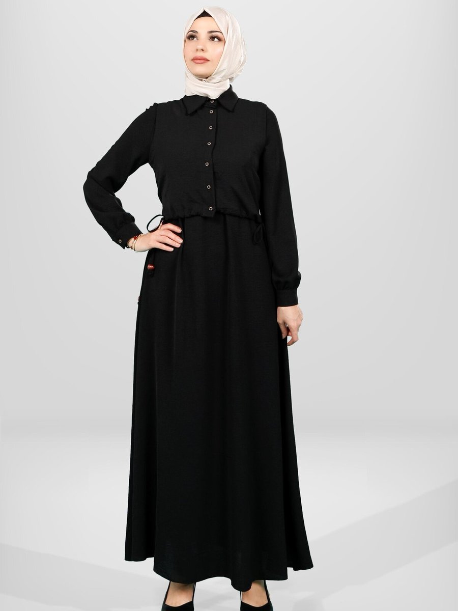 Beyza Siyah Yelekli Elbise