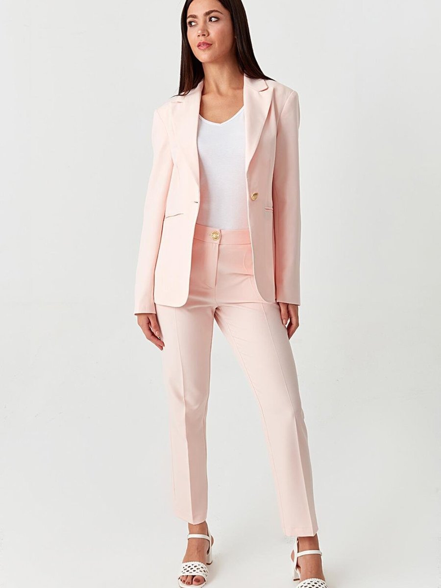 Select Moda Pembe Gold Düğmeli Blazer Ceket