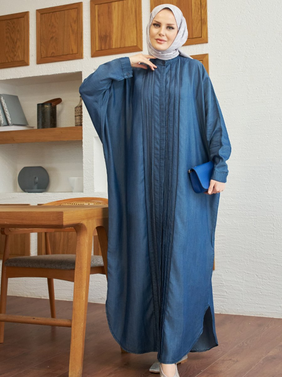 Neways Koyu Mavi Denim Abaya