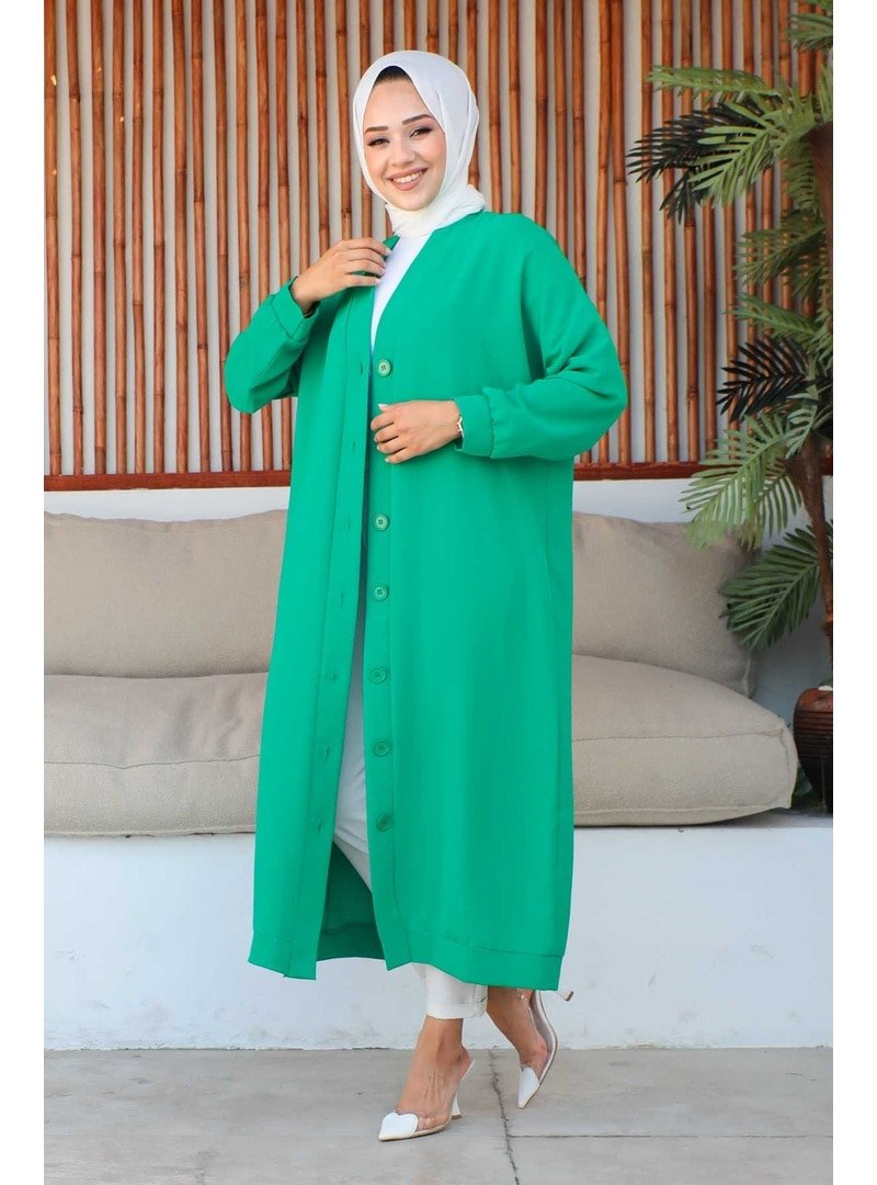 İmaj Butik Yeşil Düğmeli Hırka