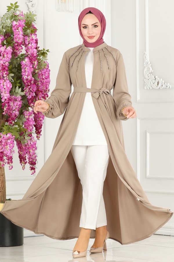 Moda Selvim Vizyon Fırfır Detaylı Medine İpeği Ferace