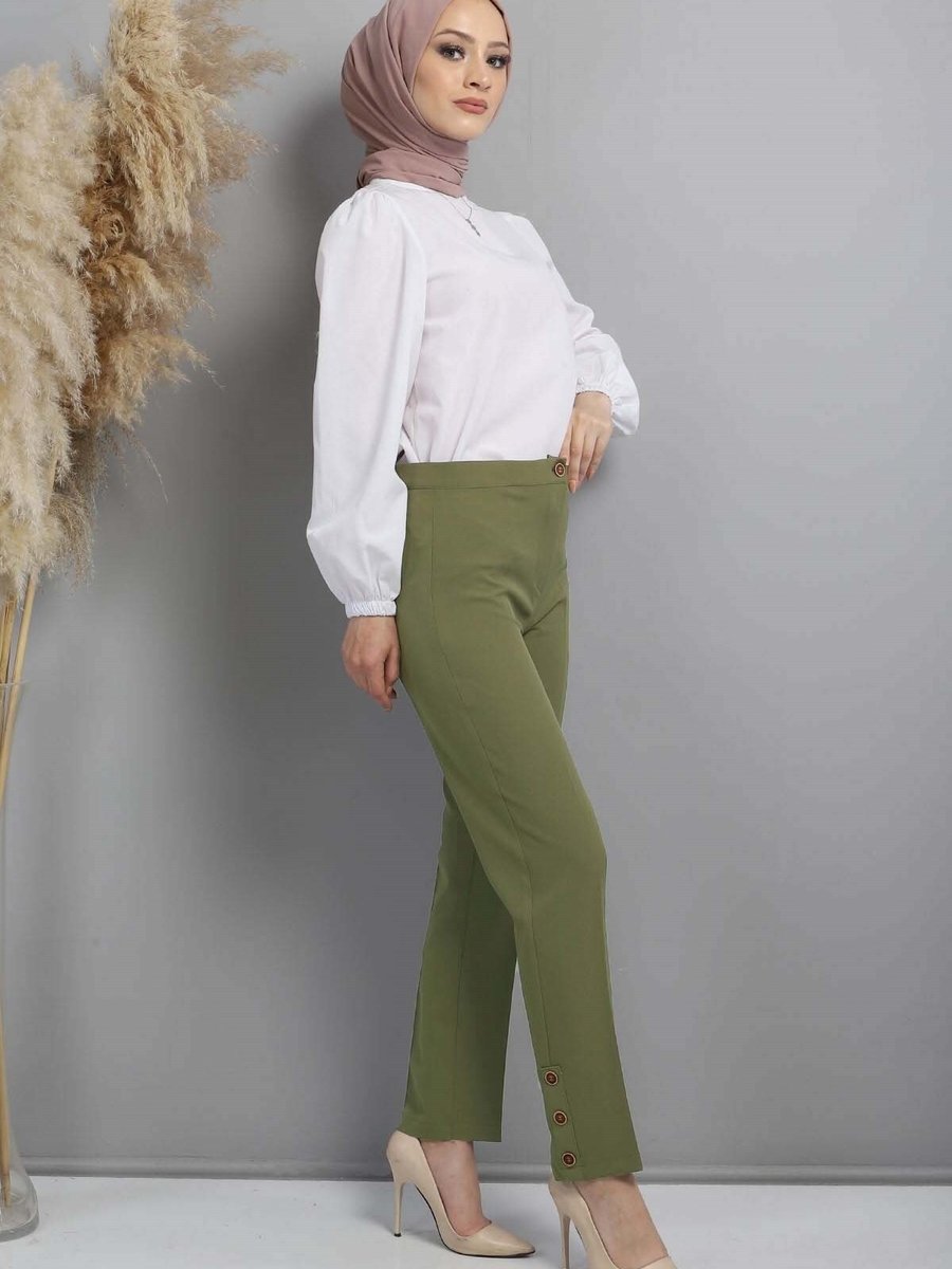 Modamihram Kumaş Pantolon Yeşil