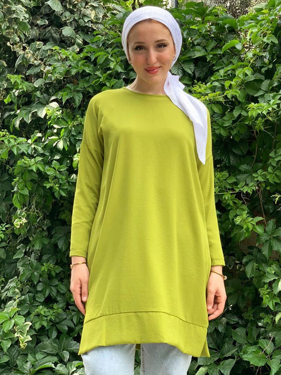 Moda Rosa Yağ Yeşili Düşükkol Tunik