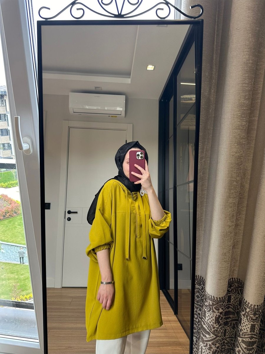 Mirillia Butik Olive Renk Fermuar Detaylı Tunik