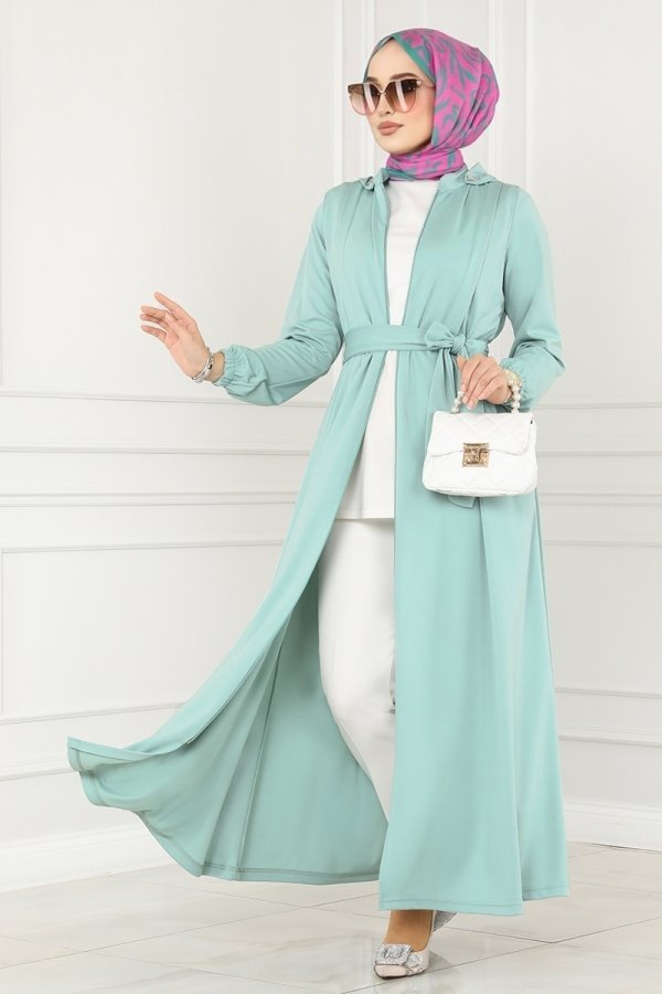 Moda Selvim Mint Pat Detaylı Ferace