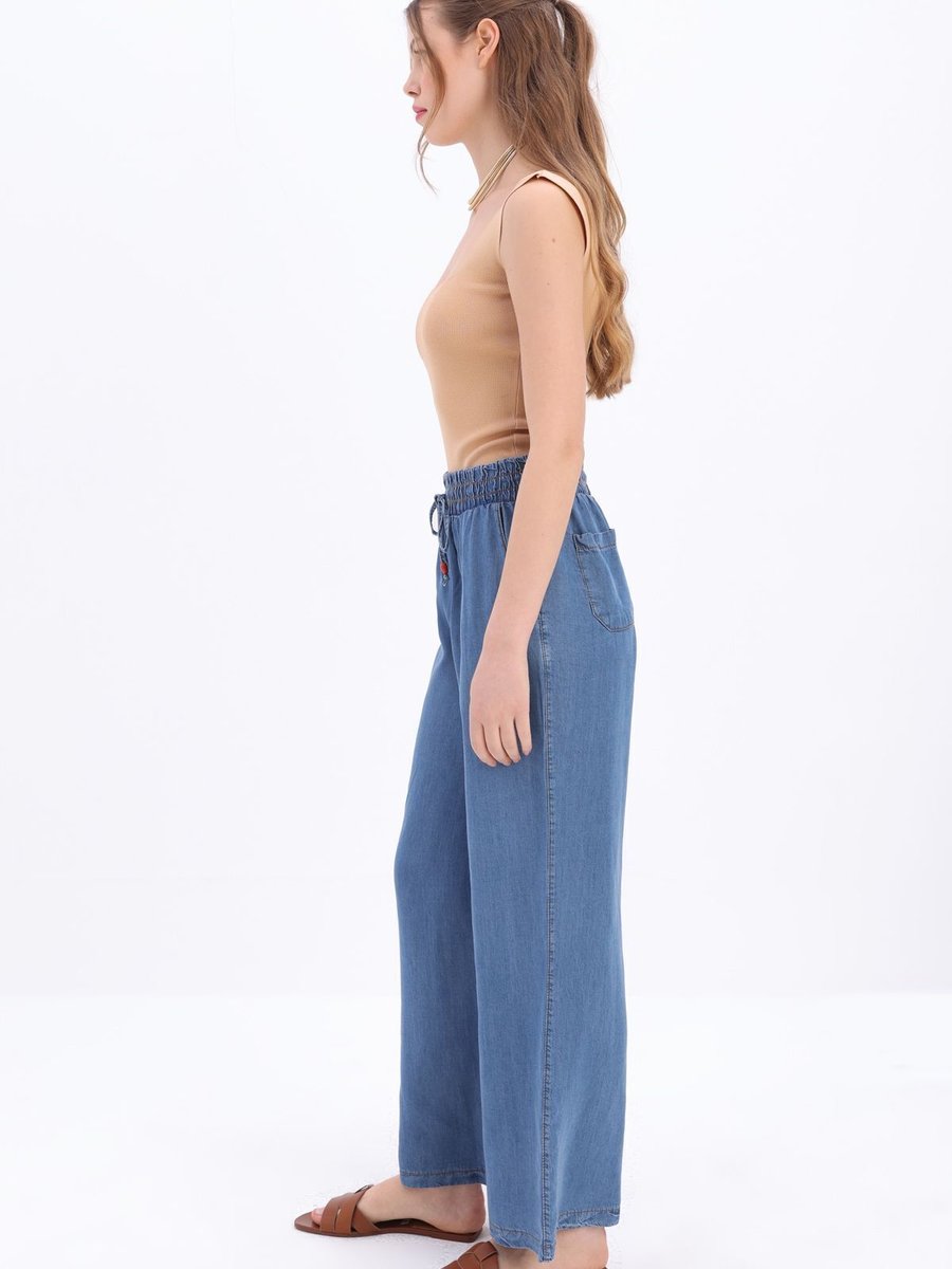 Allday Mavi Beli Lastikli Denim Pantolon