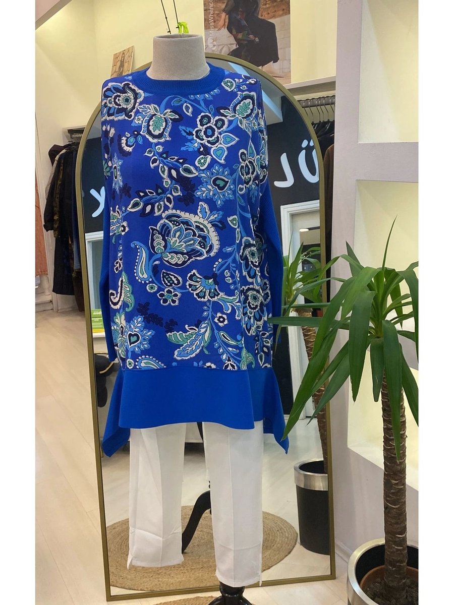 Invee İnvee Desenli Tunik Saks