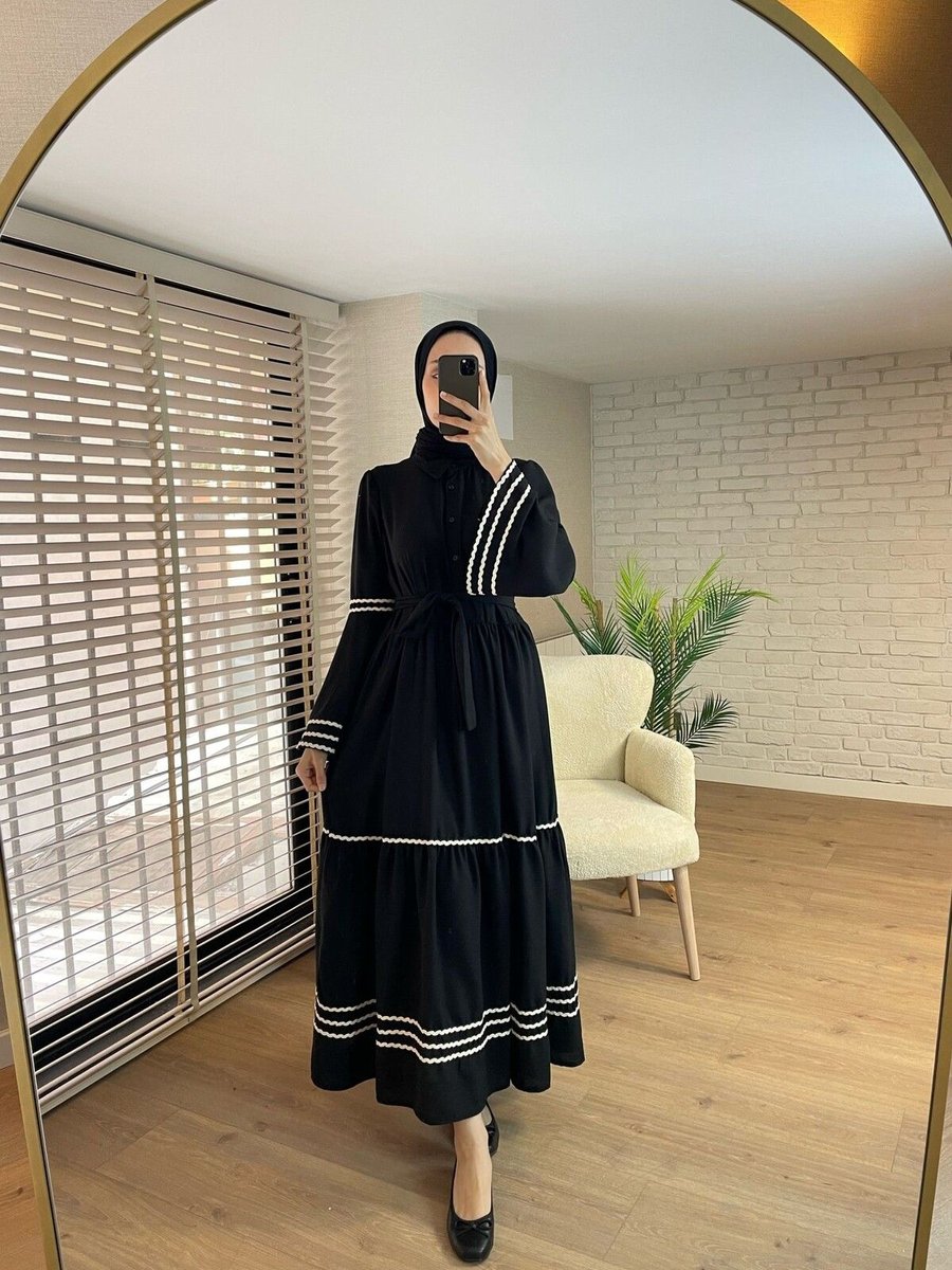 Volt Clothing Yaka Nakışlı Keten Gömlek Elbise