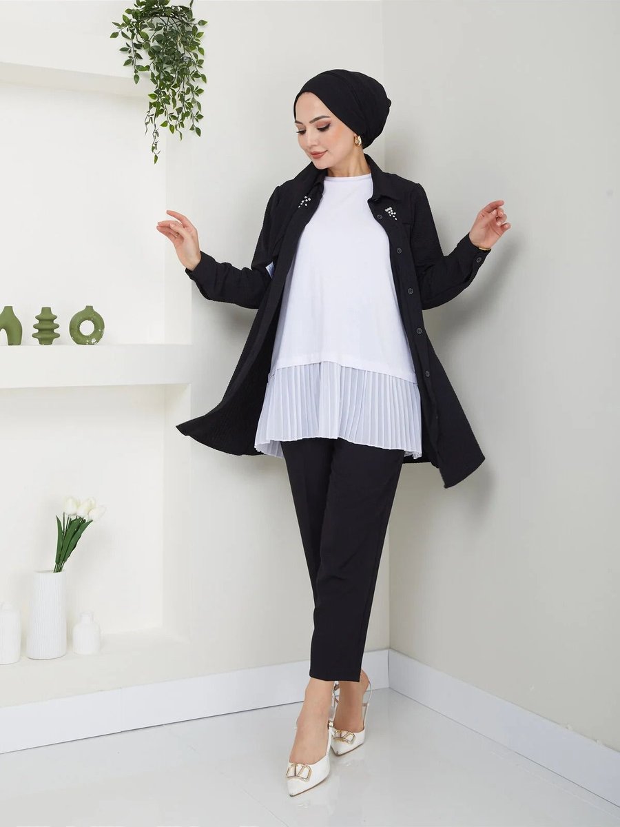 Modakayra Moda Kolsuz Pileli İçlik