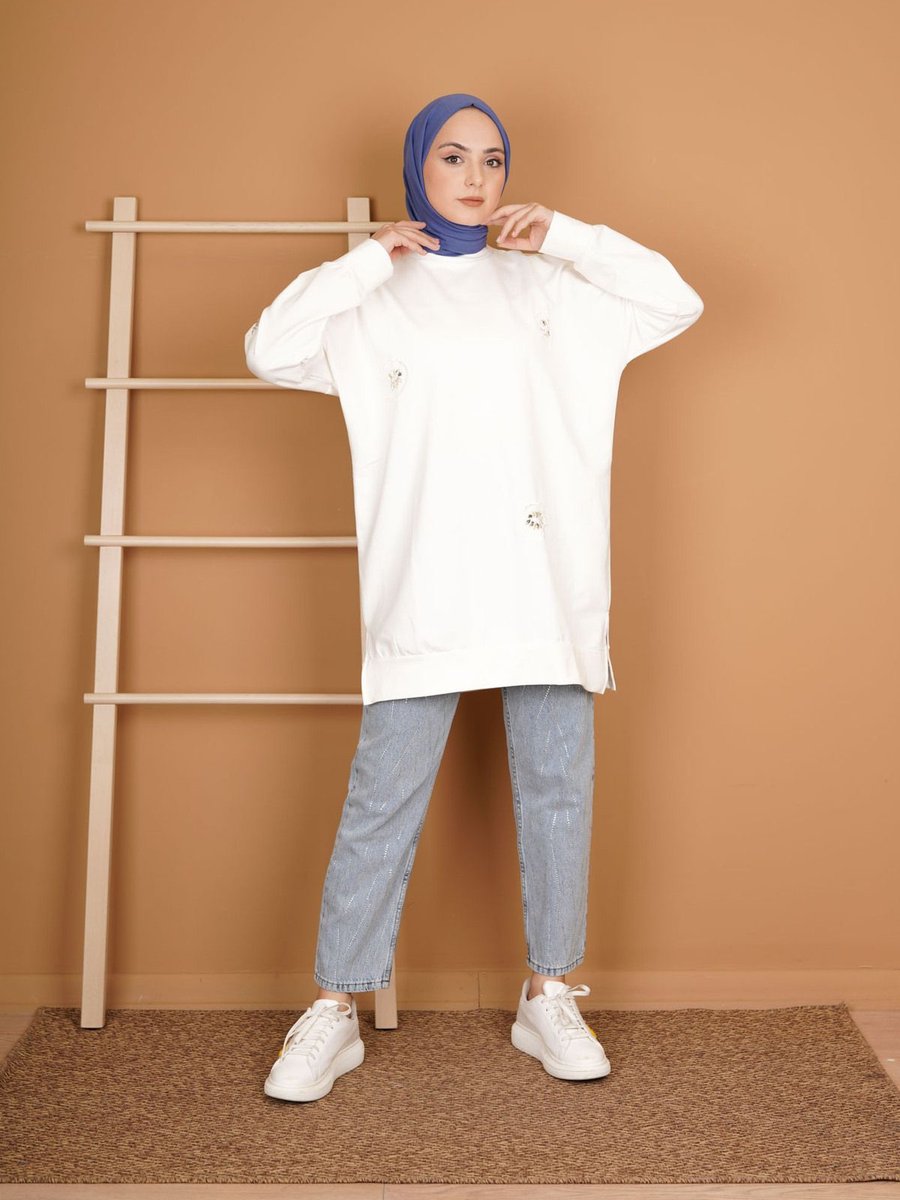 Kamil Keskin Yanı Yırtmaçlı Taşlı Sweat