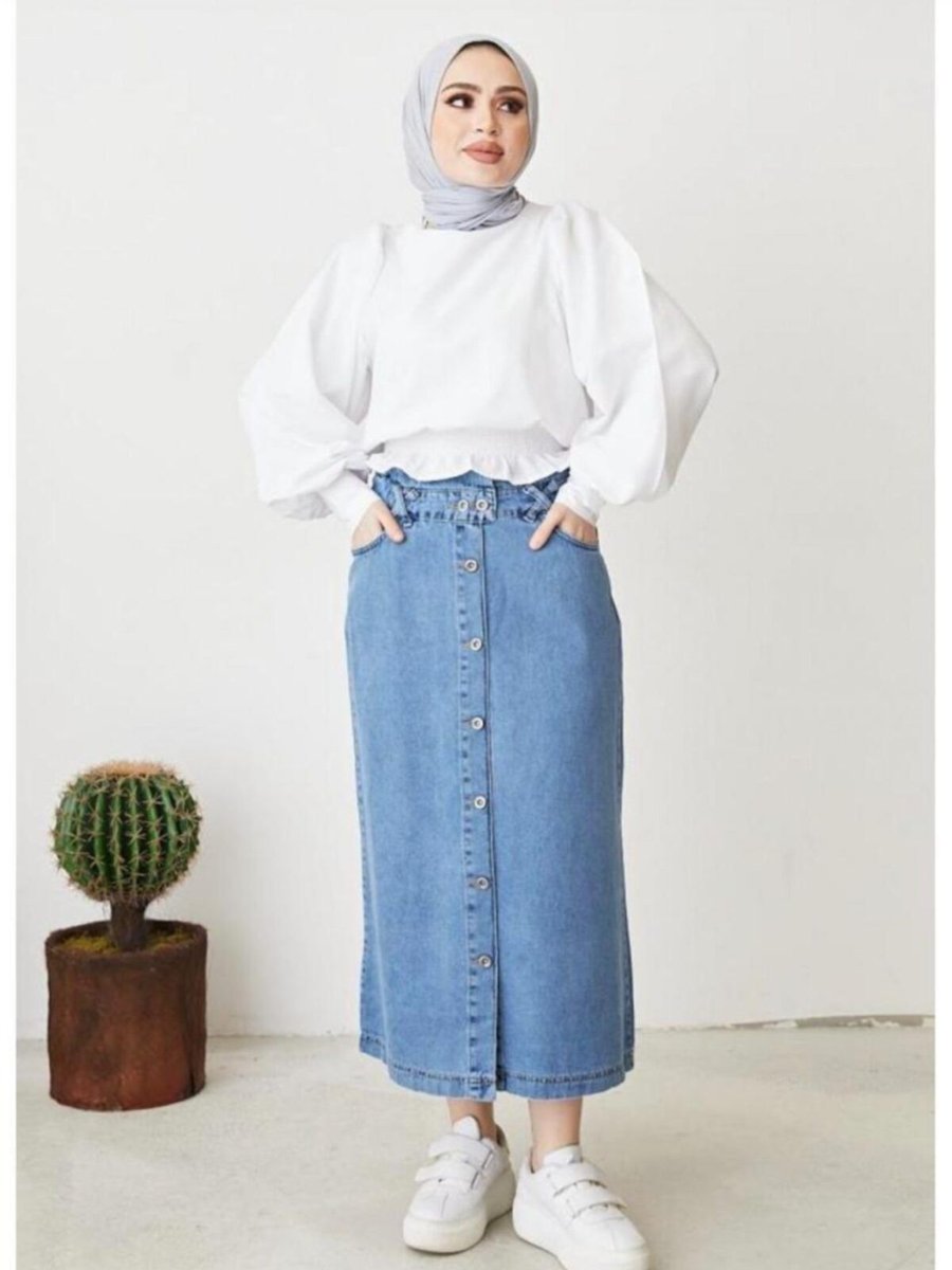 Esmaboutique Düğmeli Kot Etek