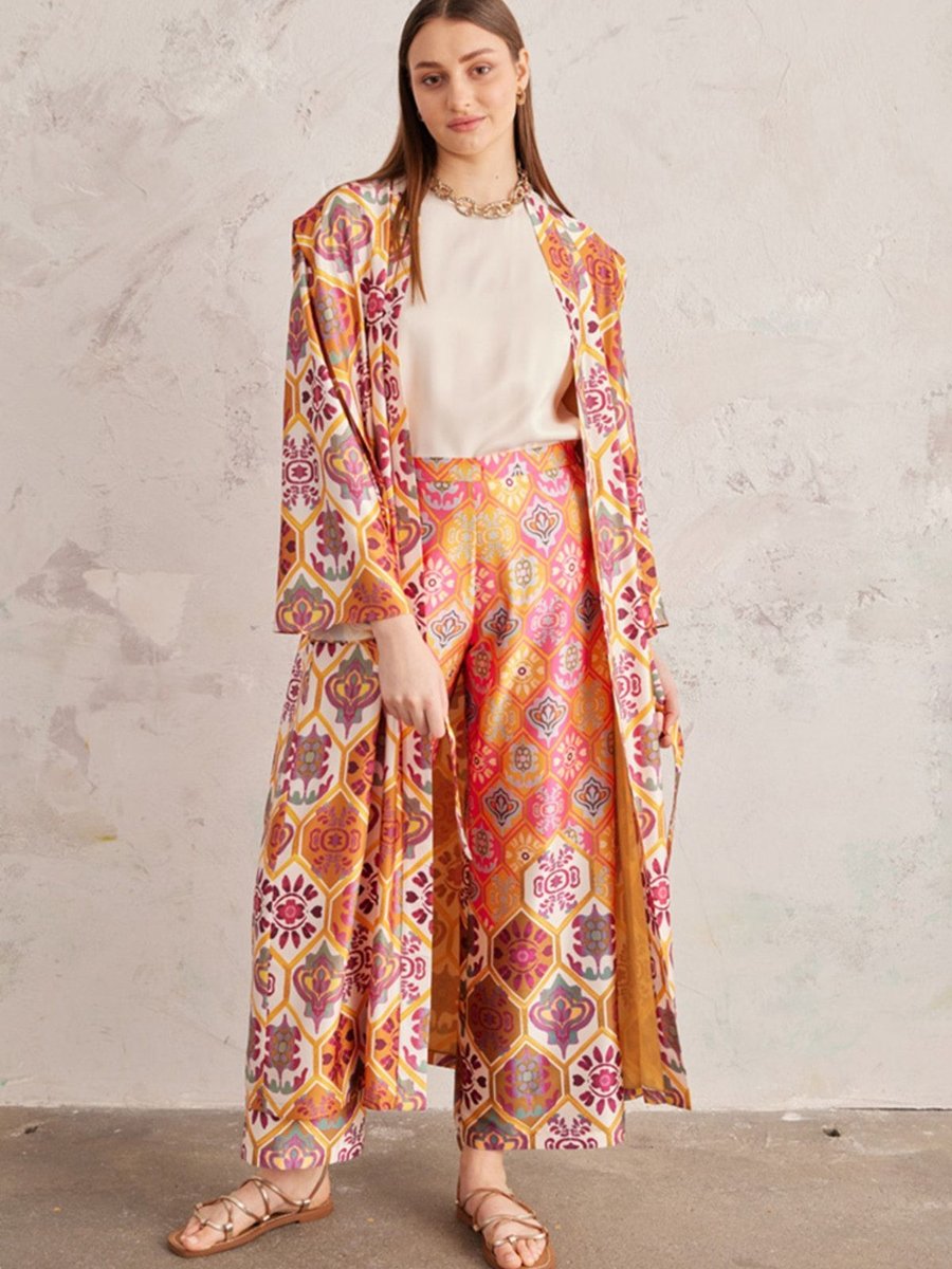 Aker Şifon Astarlı Saten Kimono Kap