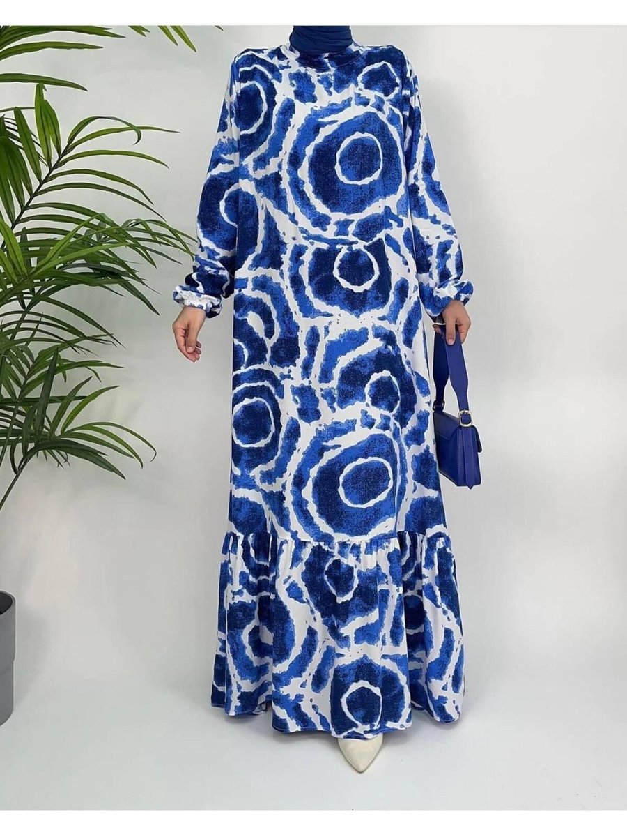 Zema Fashion Yazlik Yumuşak Uzun Büyük Beden Yazlık Viskon Elbise