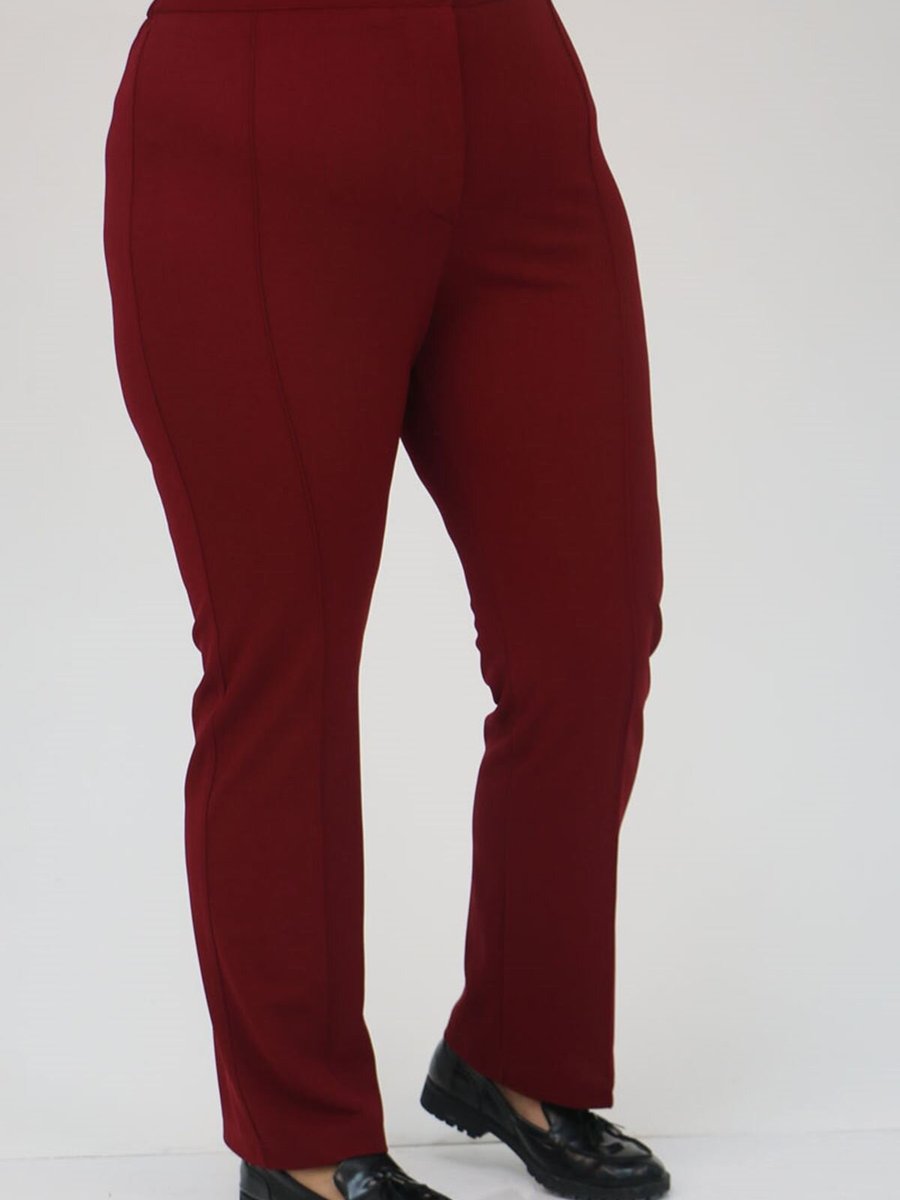 Moda Rosa Bordo Büyük Beden Scuba Çimalı Pantolon