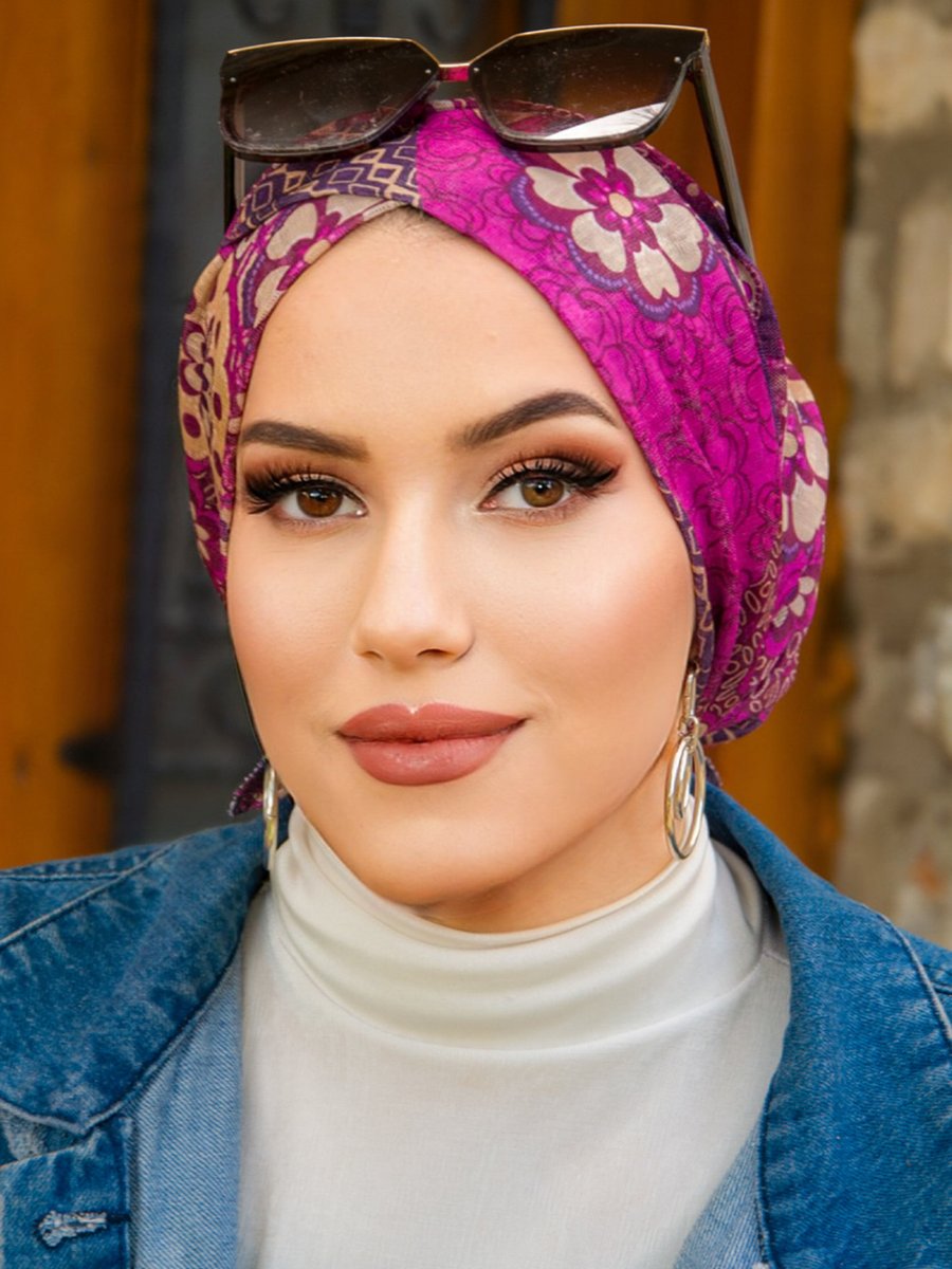 AİŞE TESETTÜR Vişne Camel Çapraz Bantlı Bone